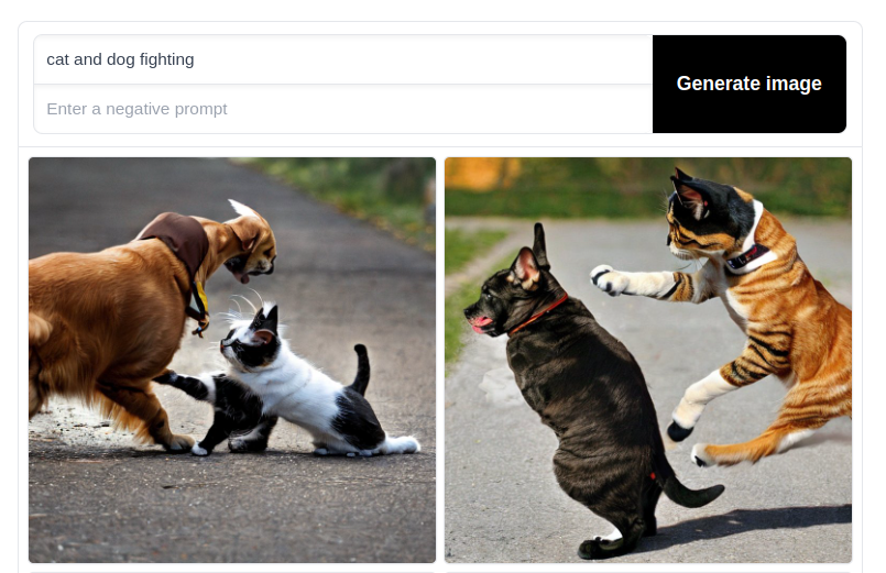 satble diffusion cat and dog fighting