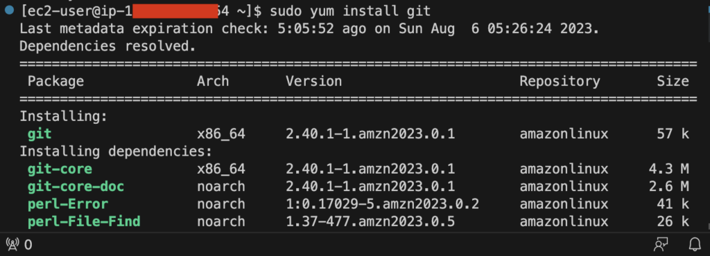 install git on aws ec2 instace using yum